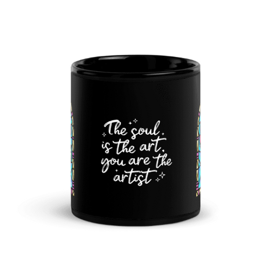 Magical Rose Black Glossy Mug with Quote