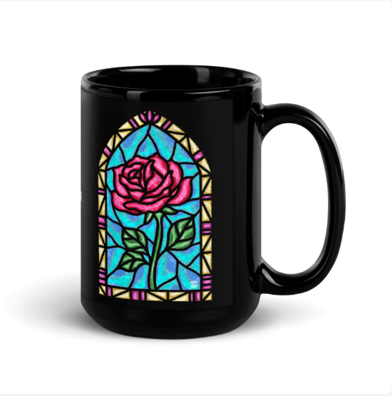 Personalized Magical Rose Black Glossy Mug