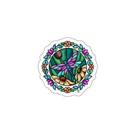 Dragonfly Floral Bubble-free stickers