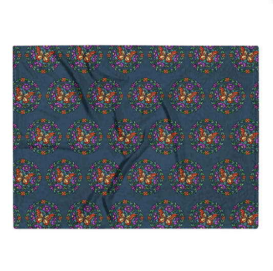 Butterfly Floral Throw Blanket