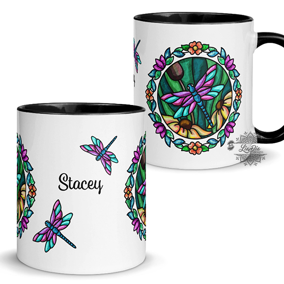Personalized Dragonfly Mug with Color Inside