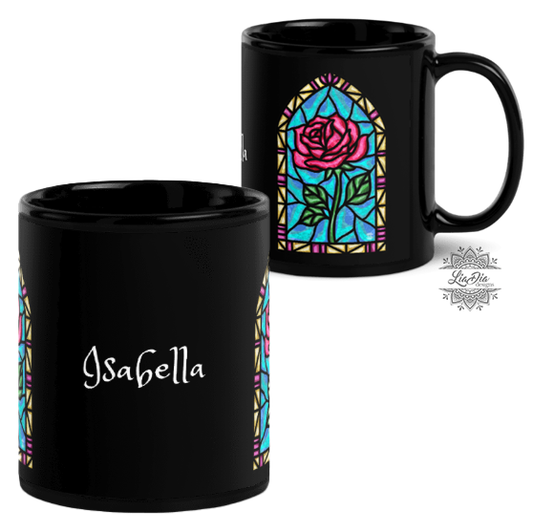 Personalized Magical Rose Black Glossy Mug