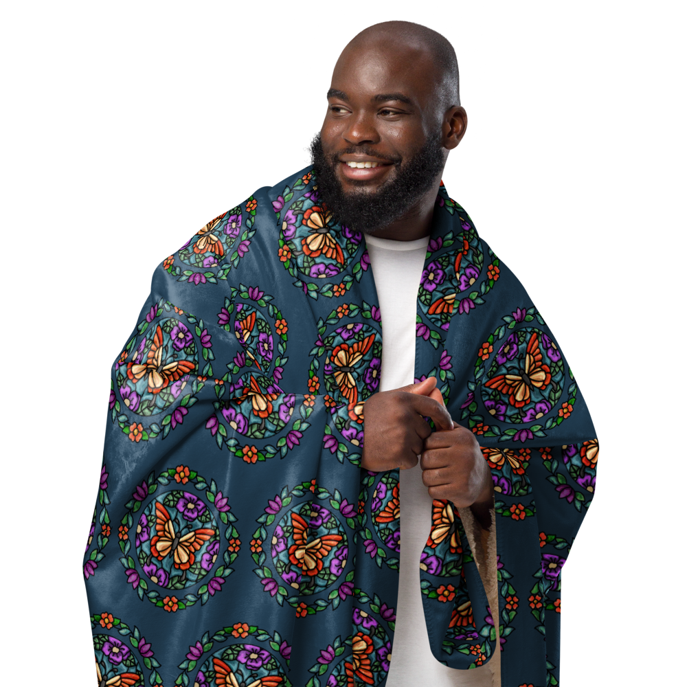 Butterfly Floral Sherpa blanket