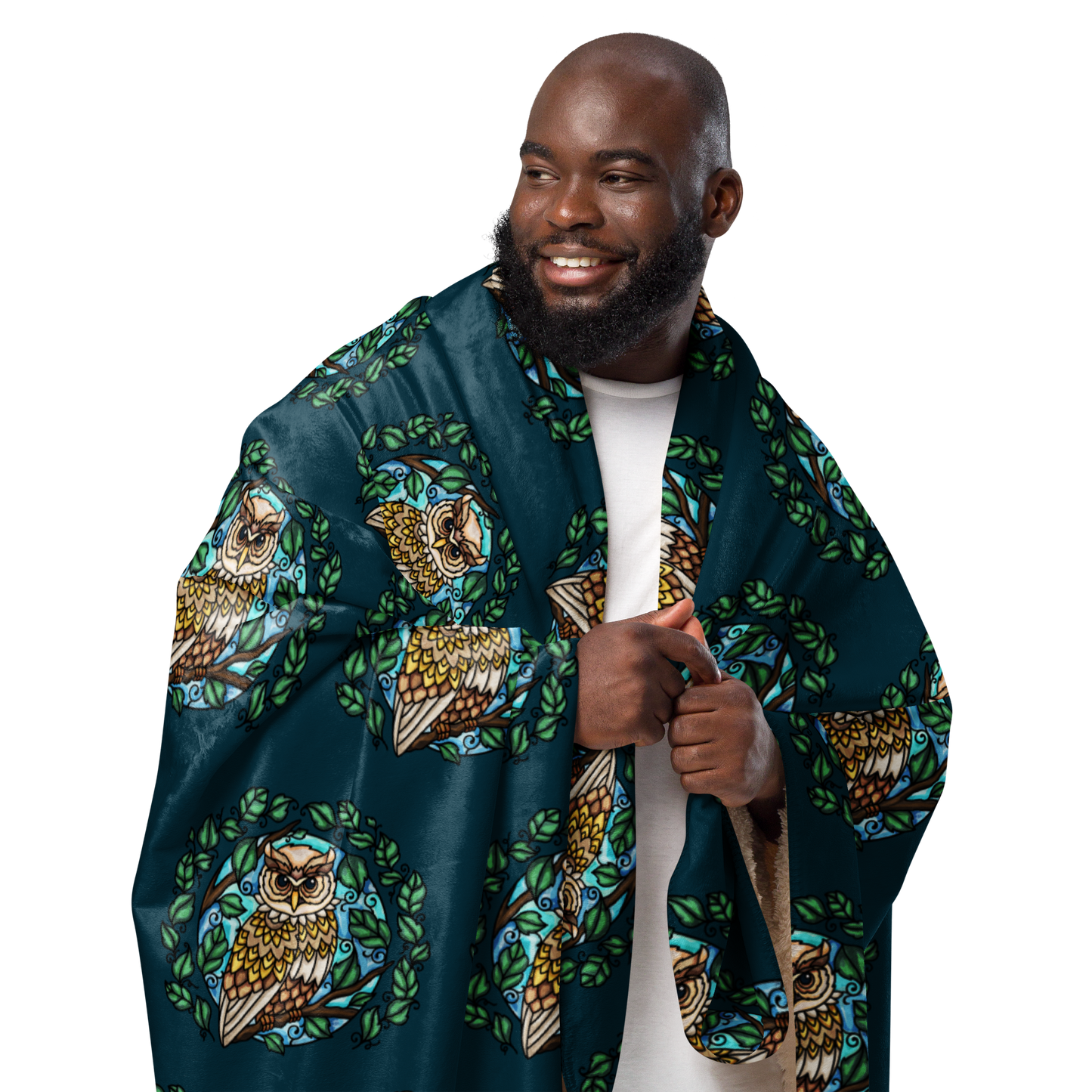 *Ollie the Owl Deep Teal Sherpa blanket