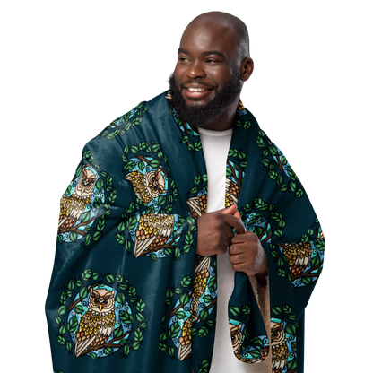 *Ollie the Owl Deep Teal Sherpa blanket