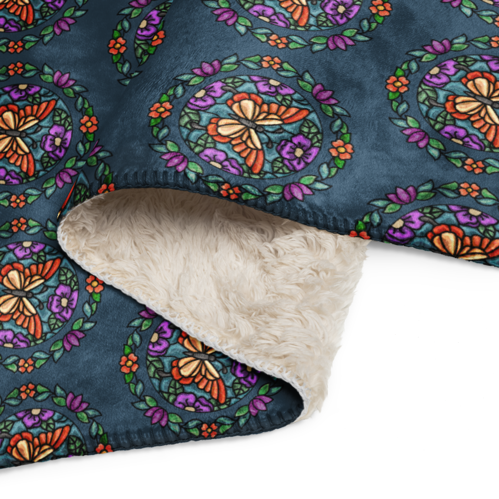 Butterfly Floral Sherpa blanket