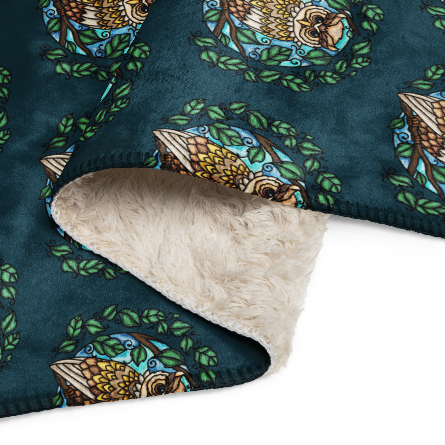 *Ollie the Owl Deep Teal Sherpa blanket